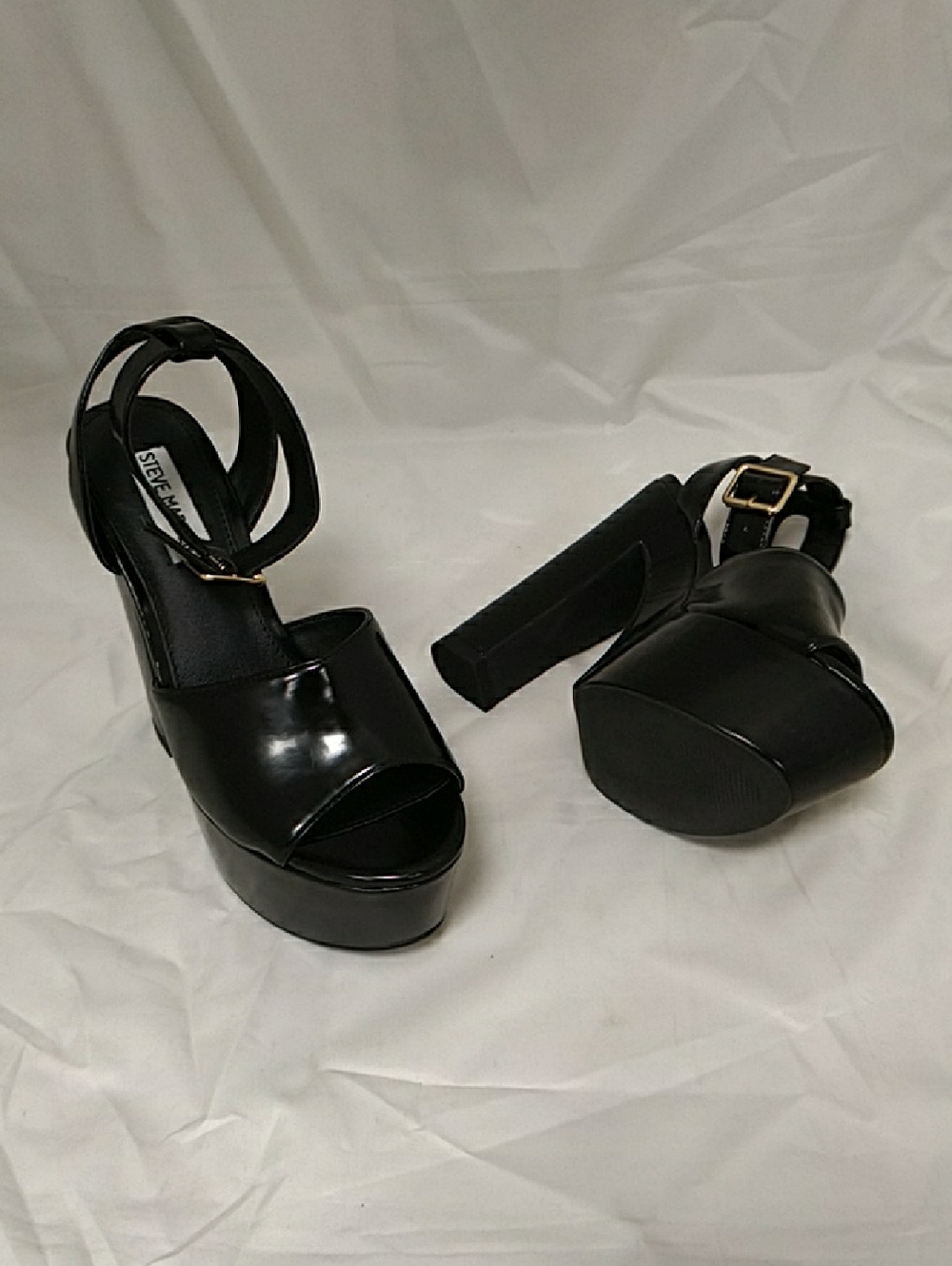 Steve Madden Willis Black Platform Ankle Strap Sandals 8.5 NEW